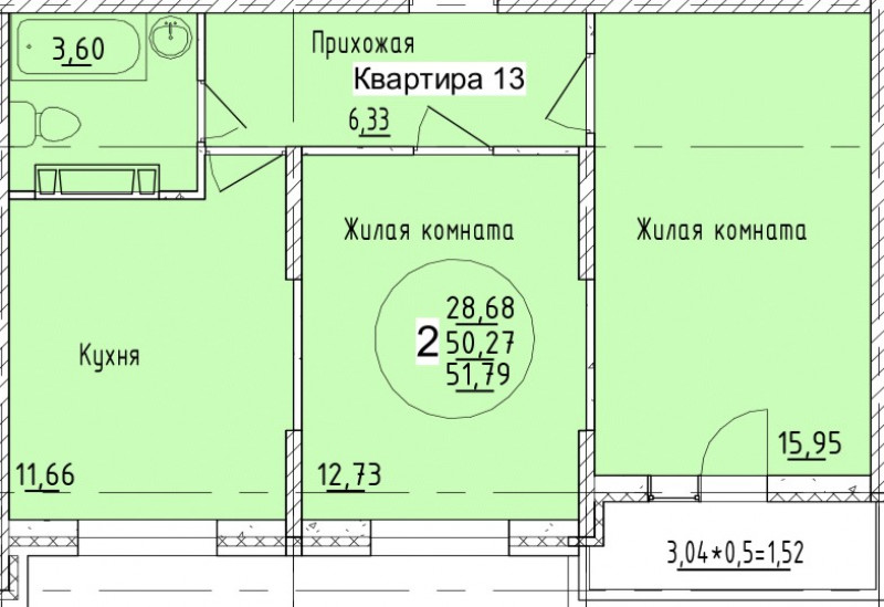 Планировка квартиры 2-комнатная